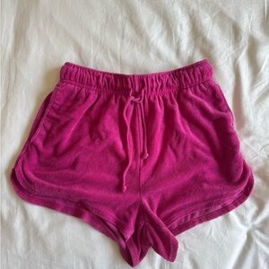 hot pink terry cloth comfy shorts from target!